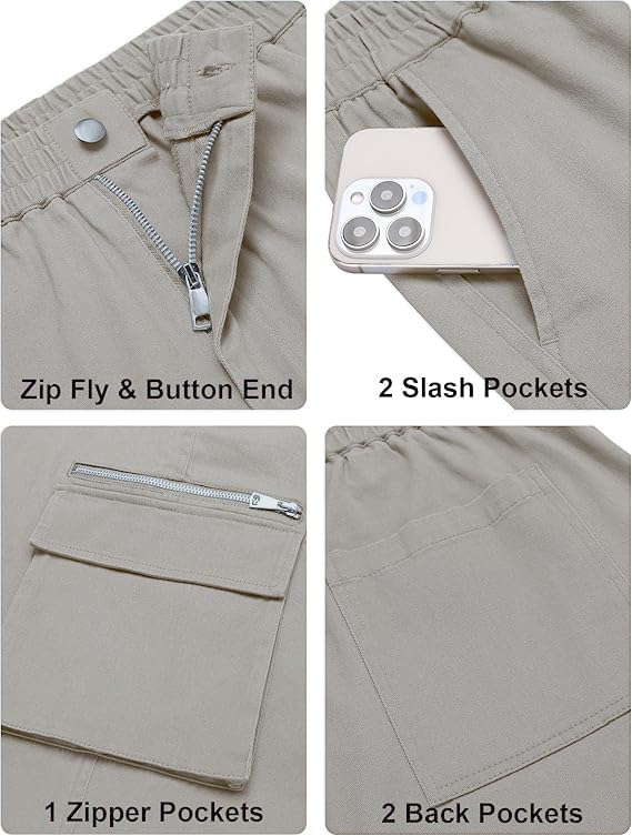 Image of CB-COLEBROOK Men Mid Rise Cargo || Cargo Pants Cotton || Relaxed Fit Elastic Waist || Loose Fit || Casual Pants || Cargos Pant with 7 Pockets (Cargo-48-54)