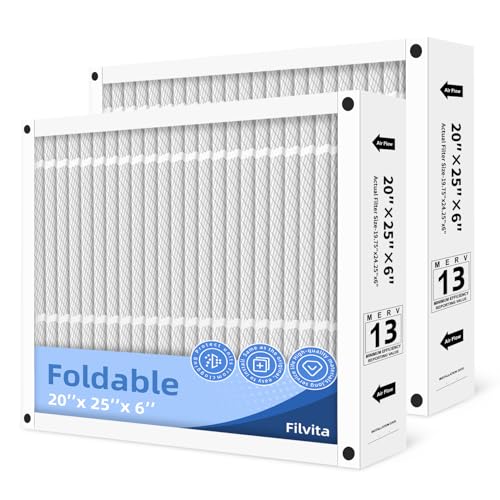 20x25x6 Replacement Filter Compatible with AprilAire SpaceGard 20122002250 Furnace Filter HVAC AC MERV 13 Actual Size 19.75x 24.25x 6.00 Foldable (2-Piece)