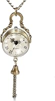JewelryWe Retro Fisheye Glass Ball Pocket Watch Necklace - Vintage Roman Numerals Convex Mirror Pendant for Women, Valentine's Gift