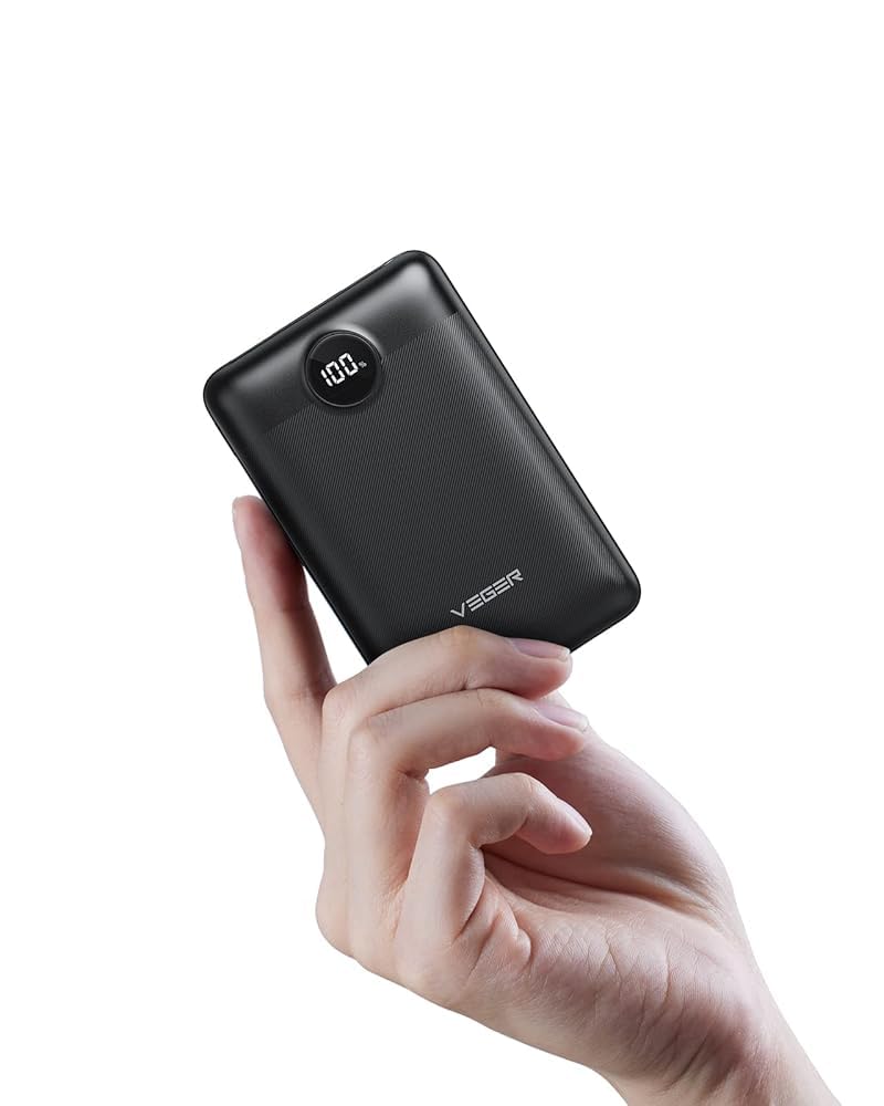 VEGER Power Bank 20000mAh klein 22.5W, Powerbank USB C Schnelles Aufladen Externe Handyakkus PD 3.0 QC3.0, Klein Aber Stark Akkupack Tragbares Ladegerät kompatibel mit iPhone iPad Samsung Tablet usw