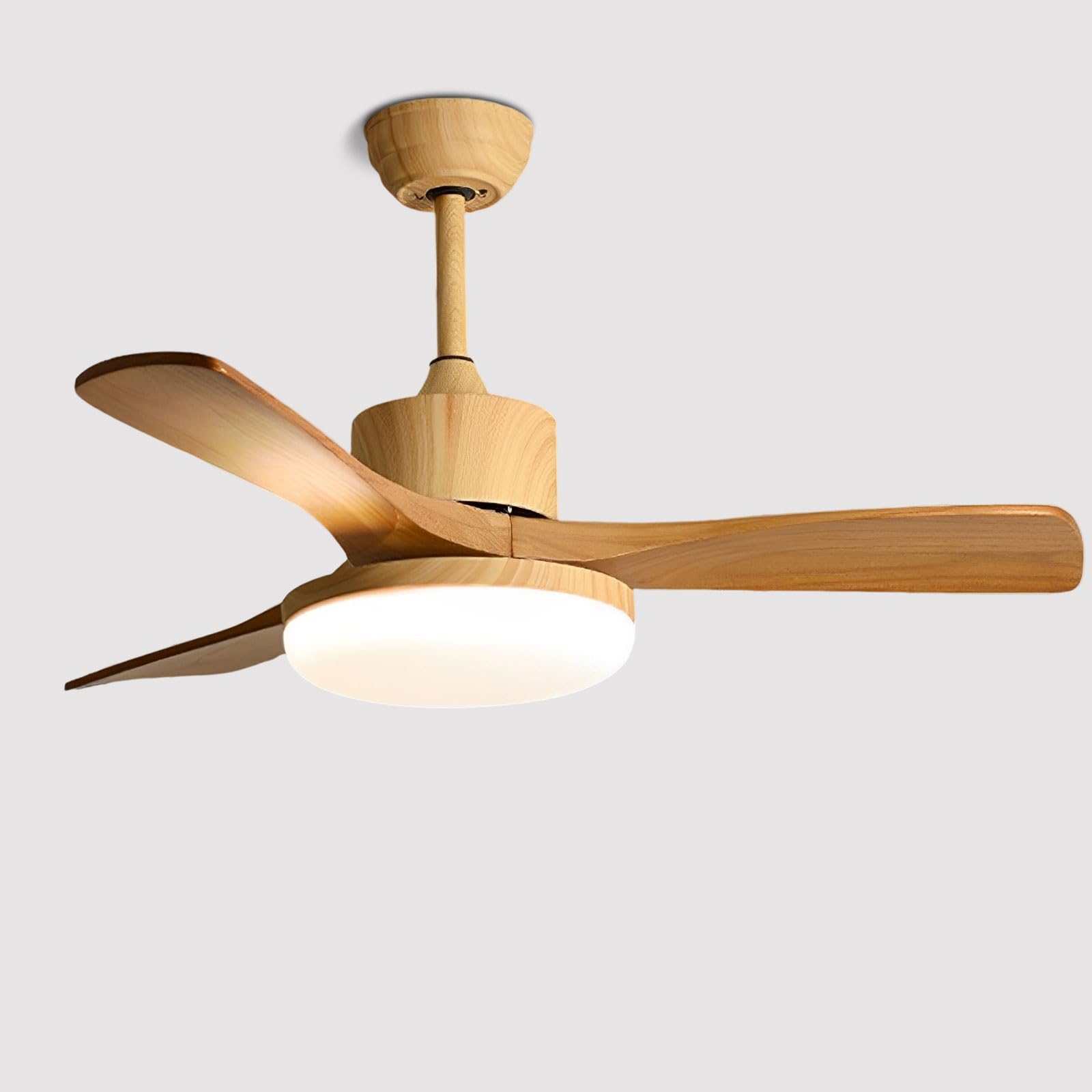HXYSXHJUO Remote Dimmable Ceiling Fan Lighting 6 Speeds Quiet Creative Wood Grain With 48W LED Light For Dining Room Restaurant Bedroom Living