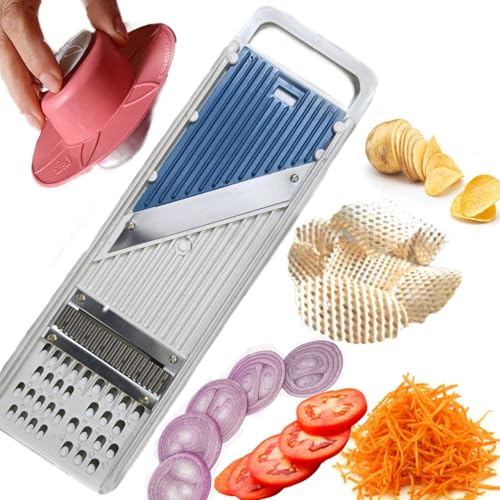 Image of Multipurpose Vegetable Cutter & Chopper | Manual Hand Press Onion, Potato, Carrot & Fruit Slicer Dicer | Sharp Blade Kitchen Chopper | Easy to Use & Clean