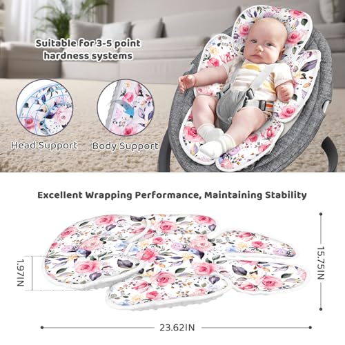 Image of Infant Car Seat Insert, 2-in-1 Reversible Baby Carseat Head Support for Newborn, Soft Carseat Insert Cushion for Baby Girls, Adjustable Baby Headrest for Strollers