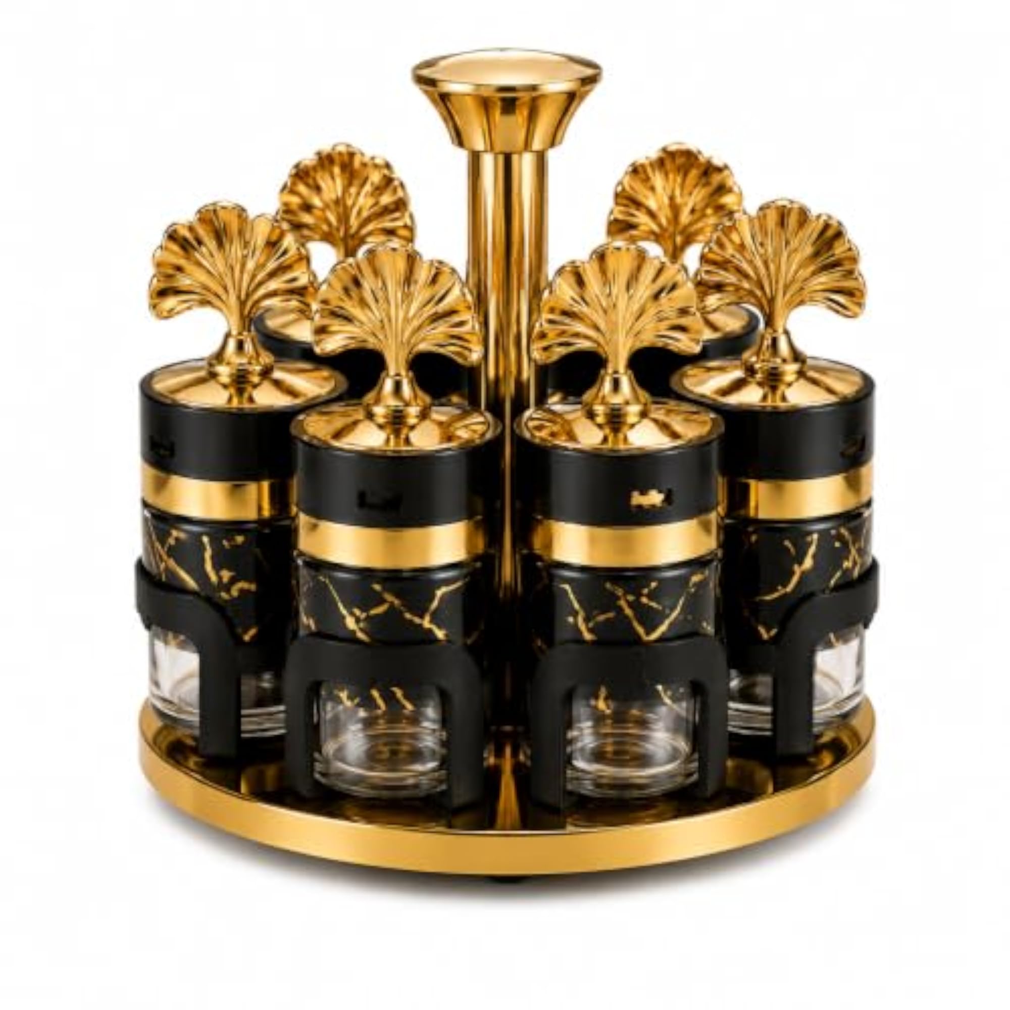 6 Jar Rotating Spice Set with 360° Revolving Base