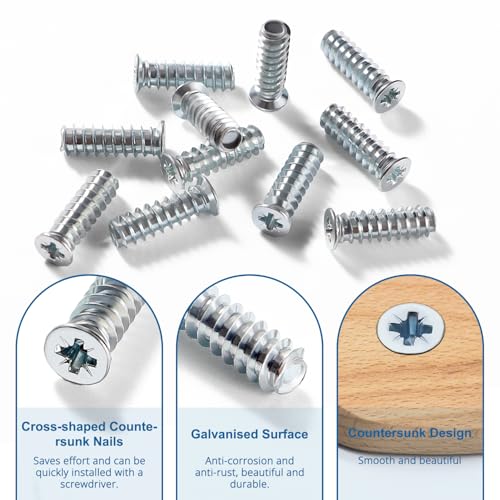 VooGenzek 60 PCS M6.3 * 20 mm Euro Screws, Countersunk Head, for Furniture Accessories Drawer Rails, Kitchen Cabinets, Doors - Image 3
