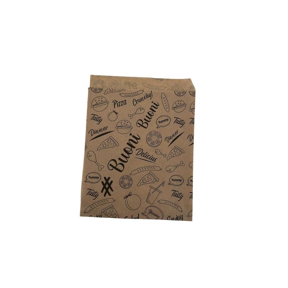 Sacchetti di carta avana Antigrasso 15x20#Buoni buoni - apertura laterale - 1000 pezzi