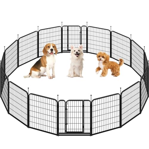 Image of Yaheetech Heavy Duty Dog Playpen, 32 Inch 16 Panels Pet Playpen for Medium Dogs, Foldable Puppy Exercise Fence, Indoor Outdoor Portable Dog Fence Barrier