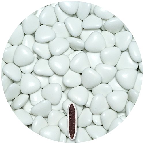 EinsSein 0,5kg Dragees mariage au chocolat cœur médium blanc brillant dragées baptême communion amandes feter et recevoir fêter de fete couleur pas cher...