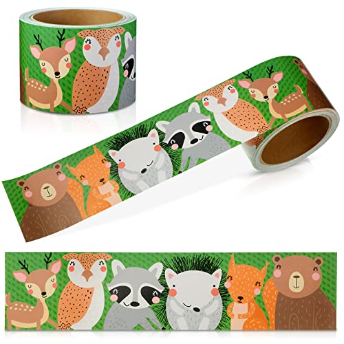 TaoBary 50 Feet Woodland Animal Bulletin Board Borders, Woodland Theme Classroom Borders Back to School Jungle Bulletin Board Decorations for Wall Birthday Party