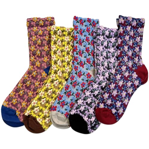 Image of IIG Womens Novelty Cotton Crew Socks Cute Animals Socks Fun Flower Socks (fit women's shoe size 5-9)