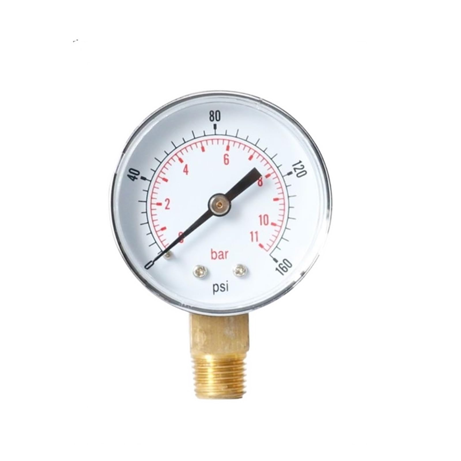 Ciśnieniomierz, Manometr radialny Y50 1/4BSPT 52 mm do powietrza, gazu, wody, paliwa, mediów niekorozyjnych, wielokolorowy, wiele zakresów(0-160psi)