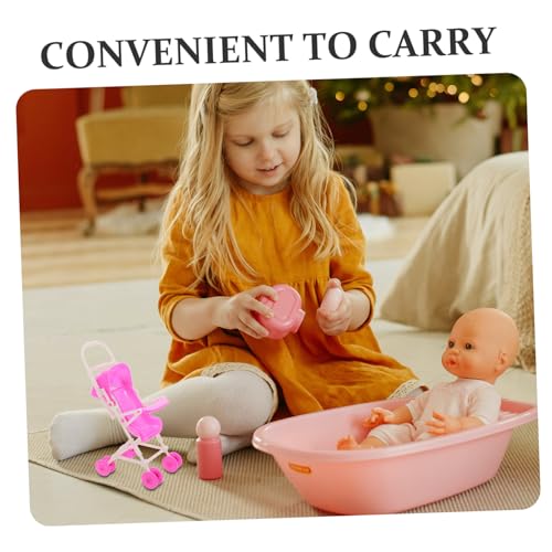 ZUNOXAZ Puppenbuggy für Leichter Puppenwagen aus Robustem für Puppenhaus Rollenspiele Stärkung der Eltern Junge Mädchen Beziehung mit Schaumrädern Kompakte – Bild 4