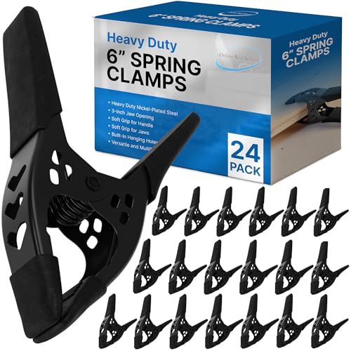 Image of Lot of 24-6 inch inch Spring Clamp Large Super Heavy Duty Spring Metal All Black - 2.5 inch Jaw opening
