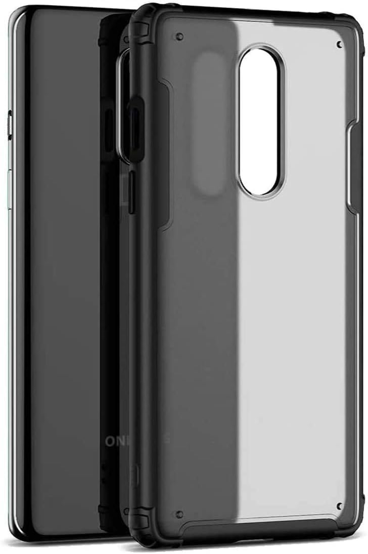 MingWei OnePlus 8 Case [Frosting Transparent Back] Ultra-Thin Soft TPU [Shock Absorption] Slim Fit Lightweight Shockproof Armor Cover Hybrid Protective Case Compatible with Oneplus 8 (Black, 1+8)