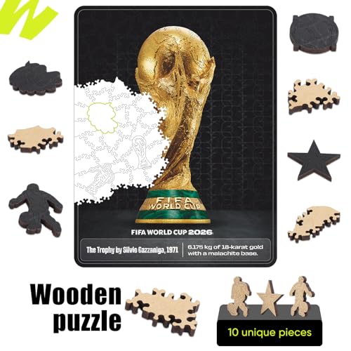 Image of FIFA World Cup 2026 Trophy Wooden Puzzles - 5MM Thick Officially Licensed Poster Puzzles - Premium World Cup 2026 Merchandise, Memorabilia Gift for Football Fan, 200 pcs Jigsaw Puzzle