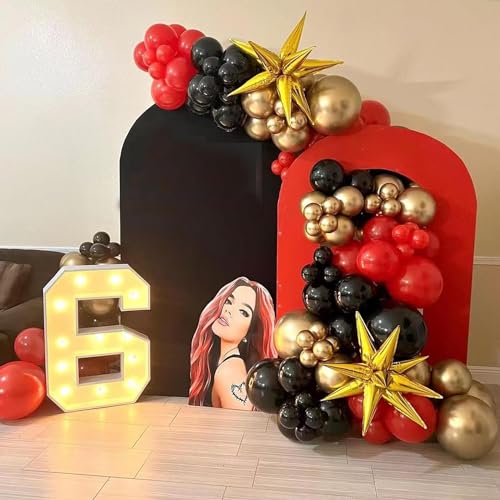 Red and Black Gold Balloon Arch Kit, 140Pcs Explosion Star Black and Red Metallic Gold Balloons 22 18 12 10 5 Inch Different Size Balloons for Birthday Casino Night Movie Night Decorations - Image 6