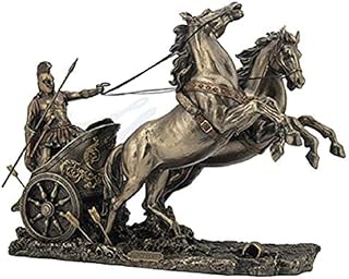 Verones 14.5" Achilles On Two Horse Chariot Sculpture