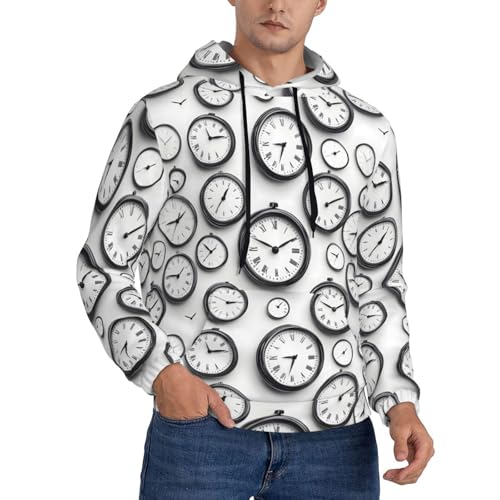 Hoodies For Men - Vintage Clock Face Print Long Sleeve Casual Men'S Hoodies & Sweatshirts Pullover With Pocket
