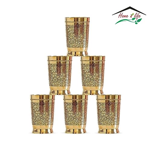 Vasos de latón puro con diseño en relieve, pack de 6 miniatura 2