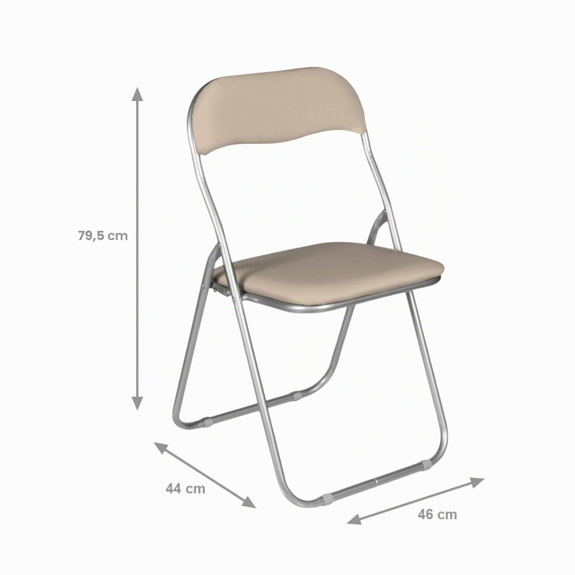 Dmora Ensemble de six chaises pliantes, couleur sable, Mesures 43 x 47 x 78 cm