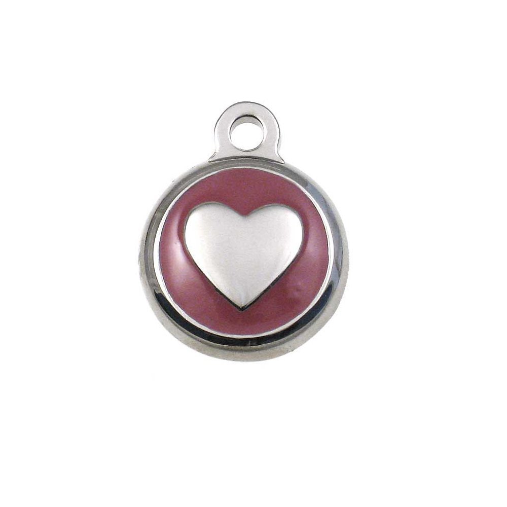 LuckyPet Tiny Heart Jewelry Pet ID Tag - Pink, Custom Engraved, Small Dog & Cat Tags