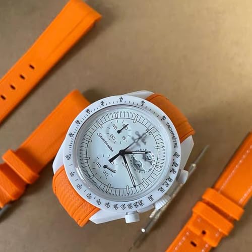 Image of Silicone Rubber Bands for Omega X Swatch Moonswatch Watch Strap 20mm Curved End Weave Style Premium Silicone Rubber Replacement Strap Women Men,for Omega Swatch Moonswatch Speedmaster