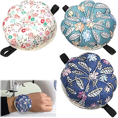 Pumpkin Pincushion Wearable Pincushion Wrist Band Sewing Pincushion Package Pincushion Storage Sewing Pincushion for Sewing Soft Cloth Pin Cushion 3 Pieces for Storage Needle 6 cm in Diameter Cover