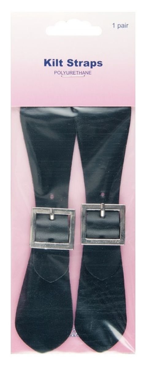 Hemline H411.BL Black Polyurethane Kilt Straps 1 Pair | Kilts & Tartan Garments