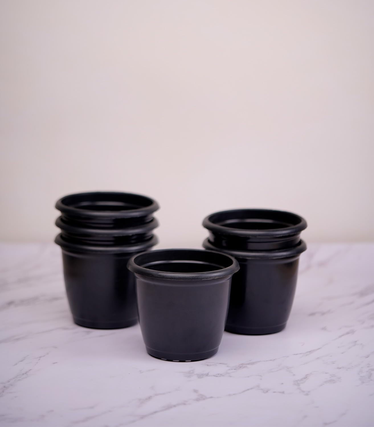 Nurturing Green Set of 6 Black Plastic Pots for Indoor & Outdoor Use (Size: 4.5IN * 4 in) | Plastic Nursery & Flower Pots with Drainage Holes (B0CB9KNY9J) Amazon Price History, Amazon Price Tracker