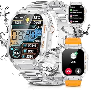 Smart Watch for Men (Bluetooth Call/Voice Assistant), 1.96" Fitness Tracker Watch Heart Rate/SpO2/Blood Pressure/Sleep Monitor, 100+ Sport Mode,400mAh IP68 5ATM Waterproof Military Rugged Smartwatch
