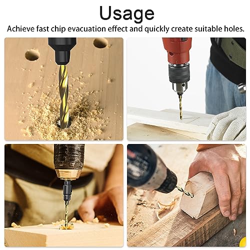MAEXUS Countersink Drill Bit Set Wood Drill Bits for No4-No12 Size Screws, Quick Release - Image 2