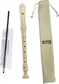 Zaidan’s Flauta Doce Soprano Germânica em Dó (C), ABS, 3 partes, bege, com bag e vareta de limpeza — indicada para estudantes e escolas