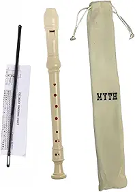 Zaidan’s Flauta Doce Soprano Germânica em Dó (C), ABS, 3 partes, bege, com bag e vareta de limpeza — indicada para estudantes e escolas