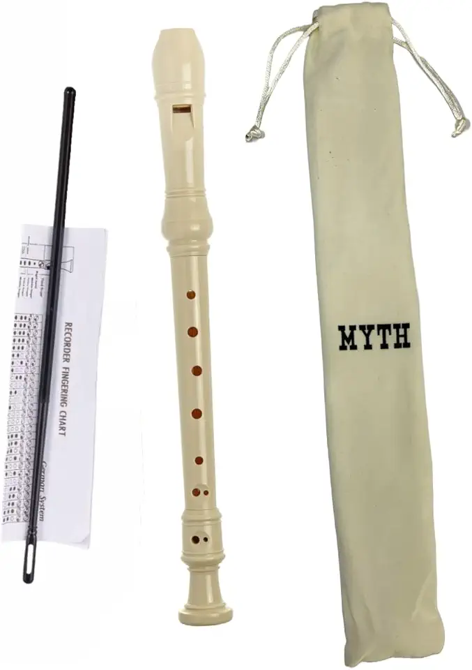Zaidan’s Flauta Doce Soprano Germânica em Dó (C), ABS, 3 partes, bege, com bag e vareta de limpeza — indicada para estudantes e escolas