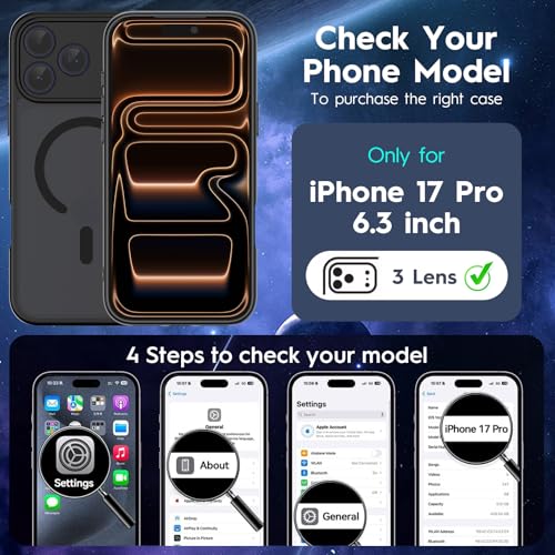 MYY Magnetic for iPhone 17 Pro Case, 6.3 Inch, Matte Black - image 2