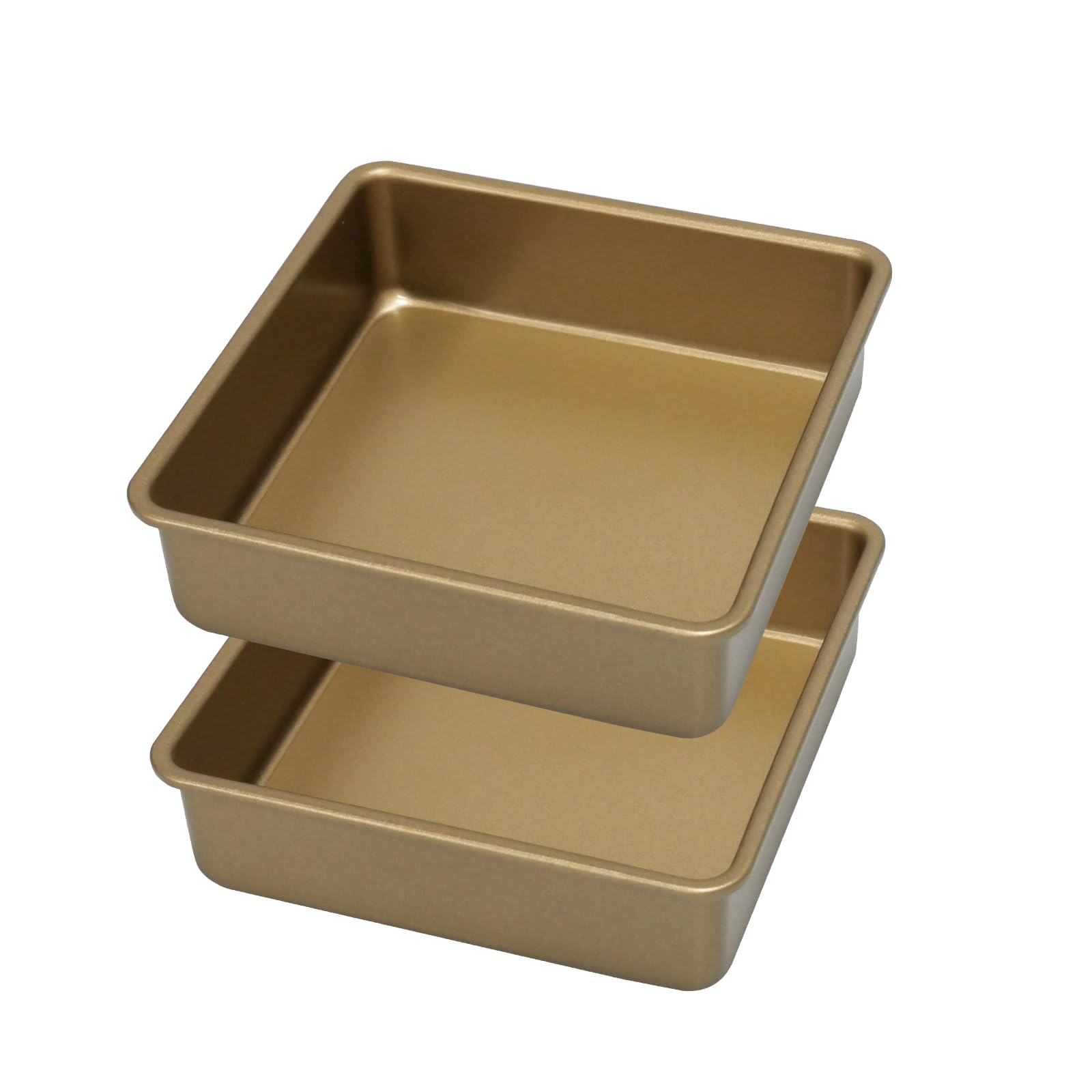 Set di 2 Teglie da Forno Quadrate Oro Quadrata Profonda Teglia da Forno Acciaio al Carbonio 15×15×4.5 cm Teglia quadrata con fondo removibile,Quadrata,per lasagna/torta/toast