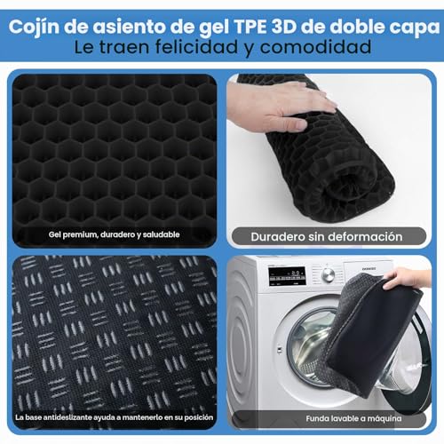 Miniatura 4 de Btdzdd Cojín De Gel Asiento De Gel Cojin Silla Oficina Asiento Para Coxis Ortopedico Ideal Para Coche, Oficina Y Silla Ruedas