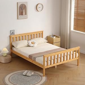4ft6 Double Atlantis Style Wooden Pine Bed Frame in Caramel