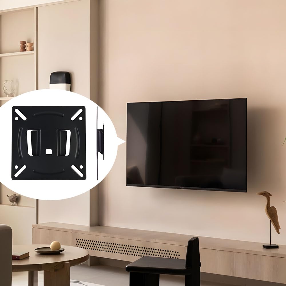 Universal Fixed Monitor Wall Bracket, Ultra Slim Low Profile TV Mount for 14-27 Inch Screens, Small TV Wall Bracket Supports VESA 75x75 to 100x100mm for RV Camper Use — view 3