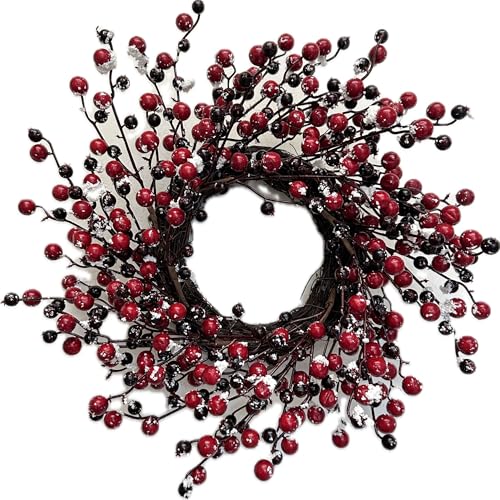 Couronne de baies d'hiver et d'automne artisanale pour une décoration de porte exclusive