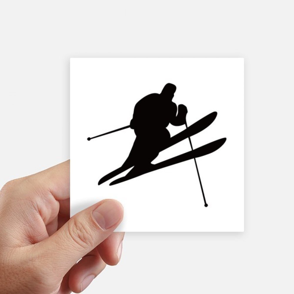 Autocollant carré ski noir silhouette DIYthinker 10cm lot de 8 pcs multicolore