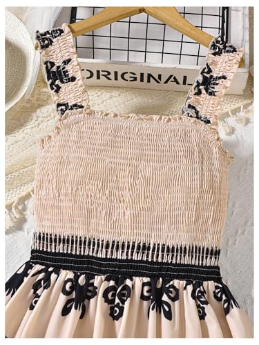 GORGLITTER Girl's Floral Flowy Midi Dress Sleeveless Strappy Shirred Tank Short Dresses Cute Summer Easter Dress 20254