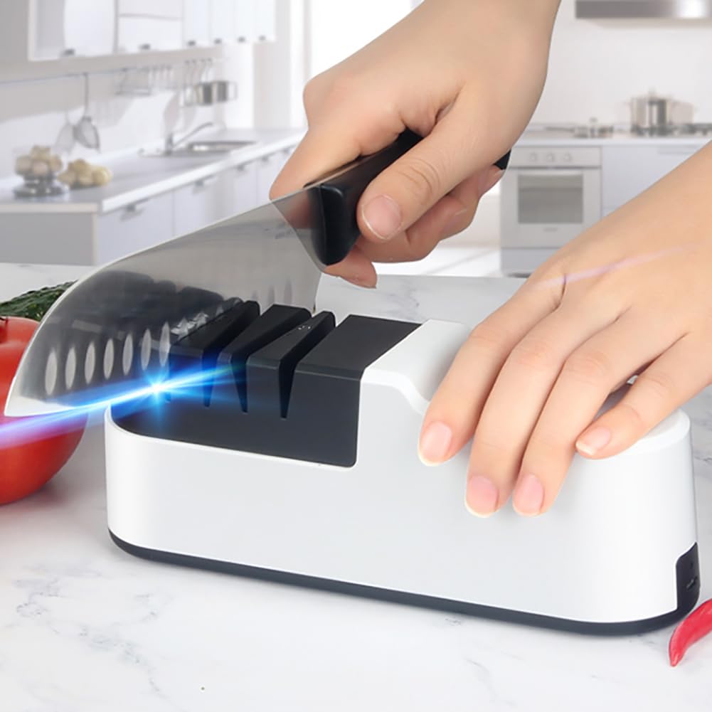 Wielostopniowa elektryczna temperówka do noży domowych, ścierniwo diamentowe, szybkie ostrzenie noża, profesjonalna temperówka do noży kuchennych, wygodny system ostrzenia noży