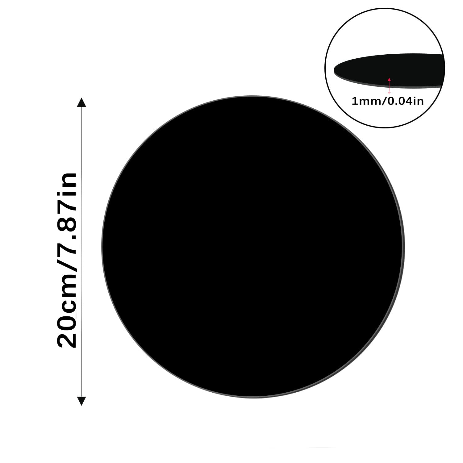 5 Sztuk Okrągłego Czarnego Arkusza Akrylowego,20cm Akrylowy Arkusz Z Tworzywa Sztucznego do Dekoracji Ciast,Malowania,Znaków i Nie Tylko,Rękodzieło