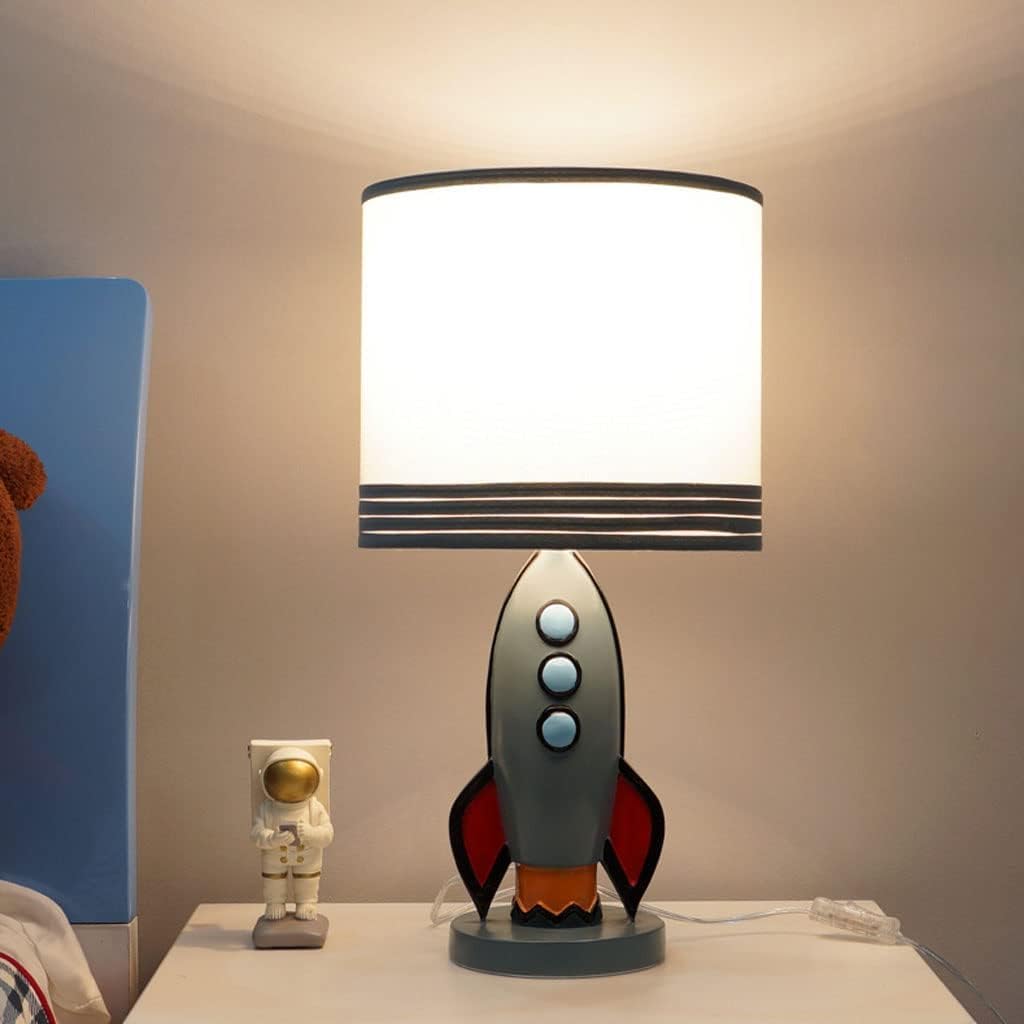 Lámparas De Mesa Lampada da Tavolo con Base A Razzo Lampada da Comodino Creativa Americana con Telecomando Lampada da Comodino Dimmerabile per Sala Studio Camera dei Bambini Camera da Letto