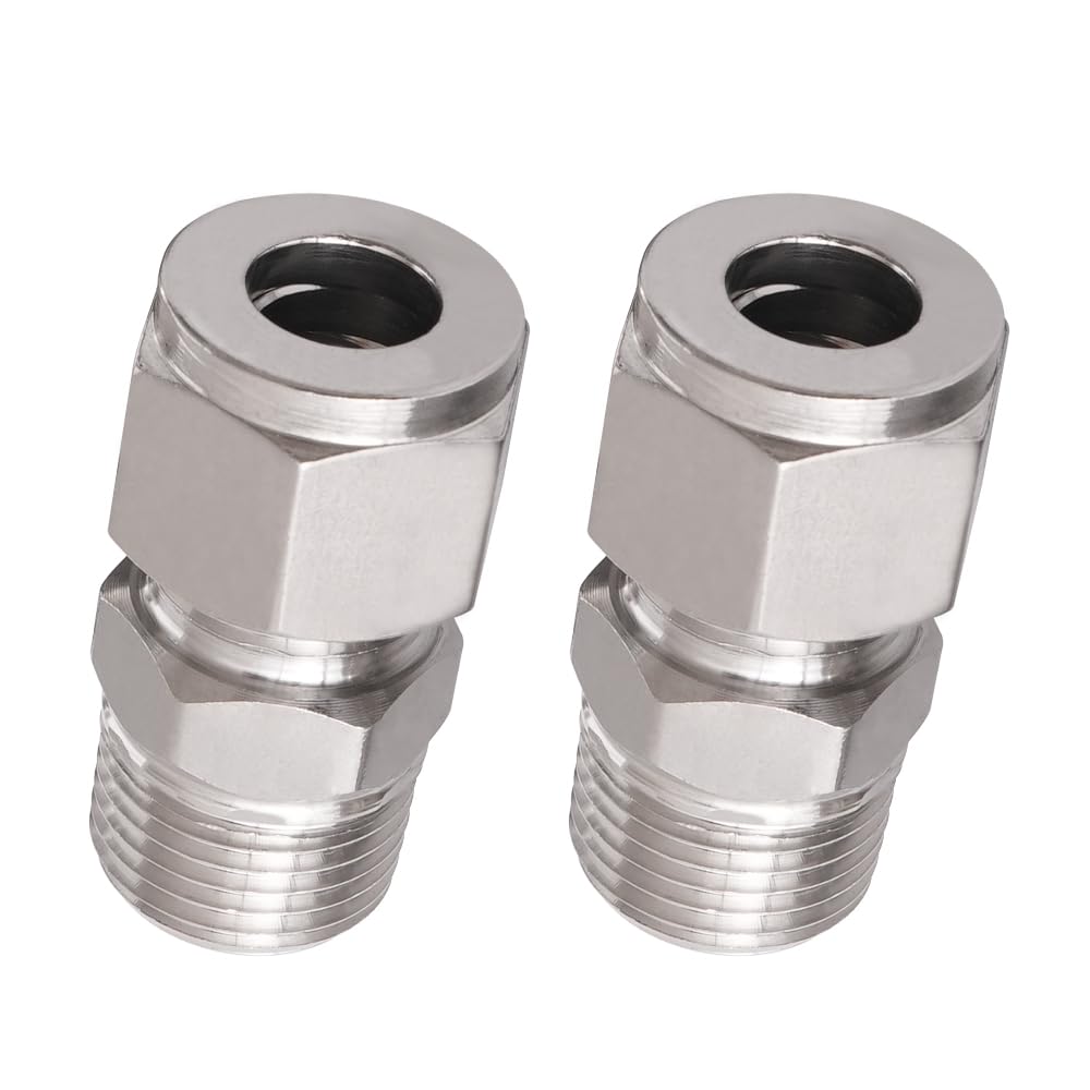 3/8 Compression Fitting, Stainless Steel 304 Tube Fittings,2 Pcs