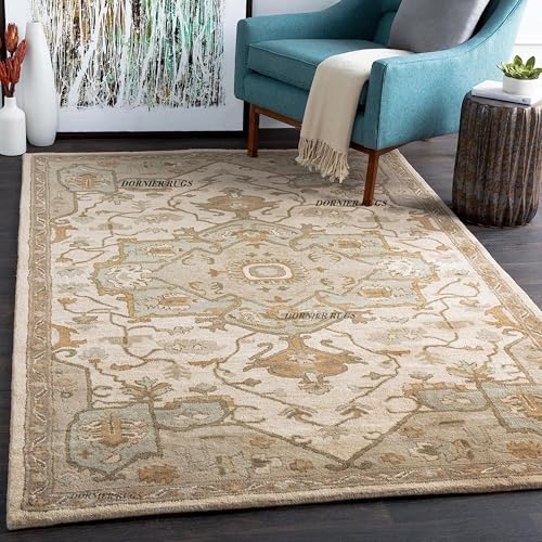 Image of 9x12 Ft Woolen Floor Rug - Oversized Hand-Tufted Wool Carpet for Elegant Home Interiors