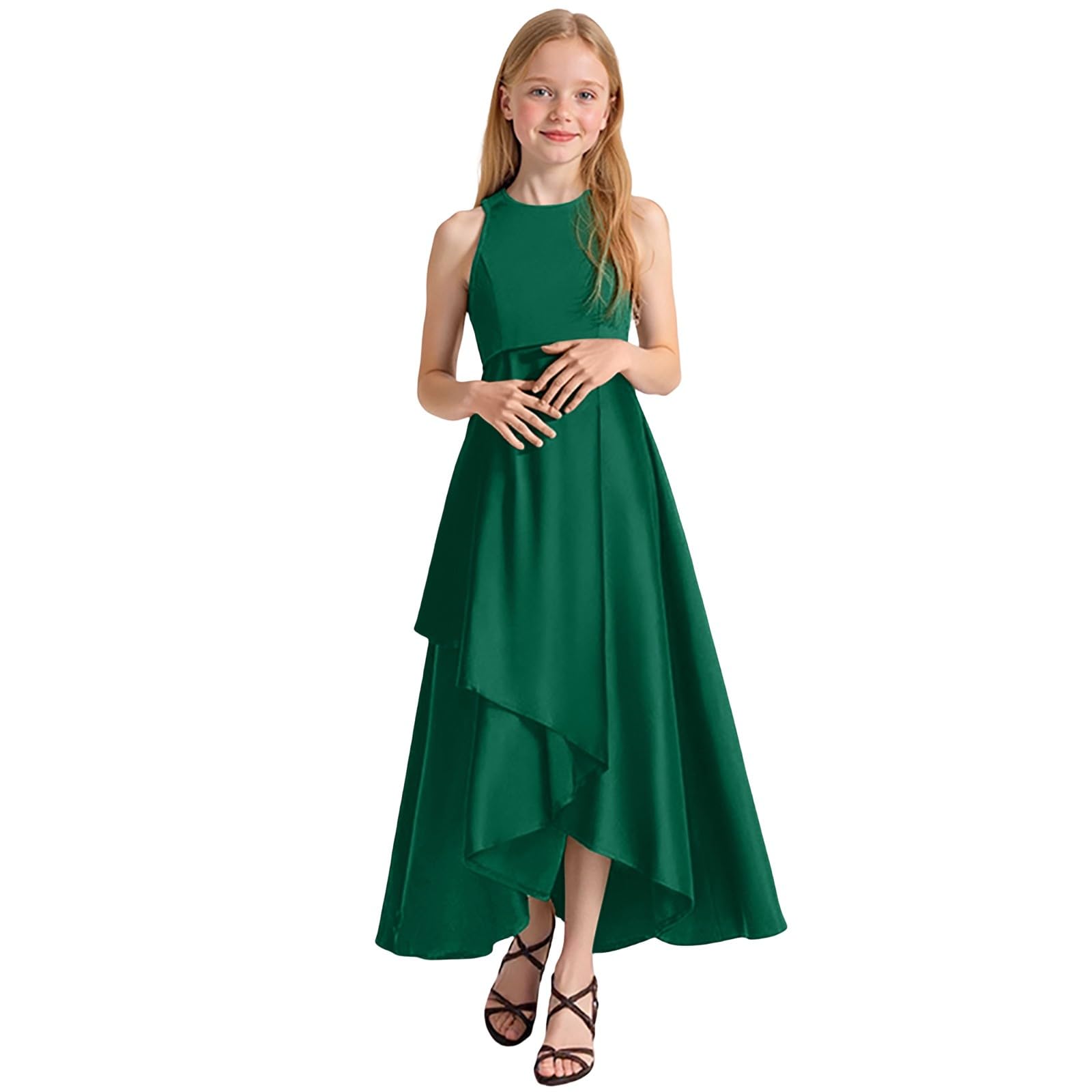 Generisch Vestido de noche para niña, vestido de fiesta para conciertos, desfiles, elegante, sin mangas, para niños pequeños a adolescentes