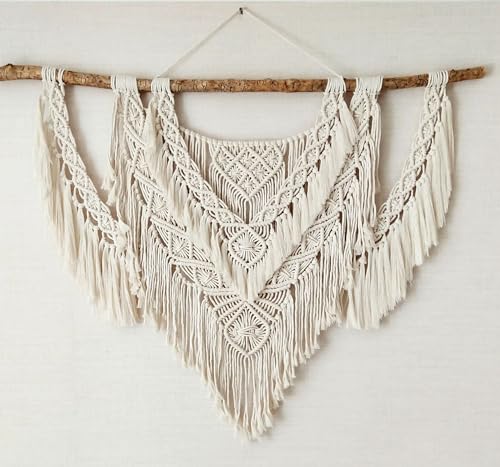 QLBUJ Large Macrame Wall Hanging Natural Driftwood Macrame Tapestry Above