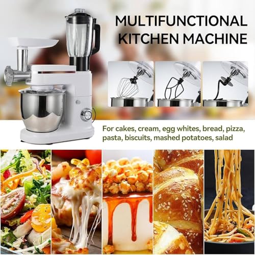 Impastatrice planetaria con frullatore e tritacarne, impastatrice elettrica multifunzionale 3 in 1, impastatrice con ciotola in acciaio inox per ristoranti e pasticcerie